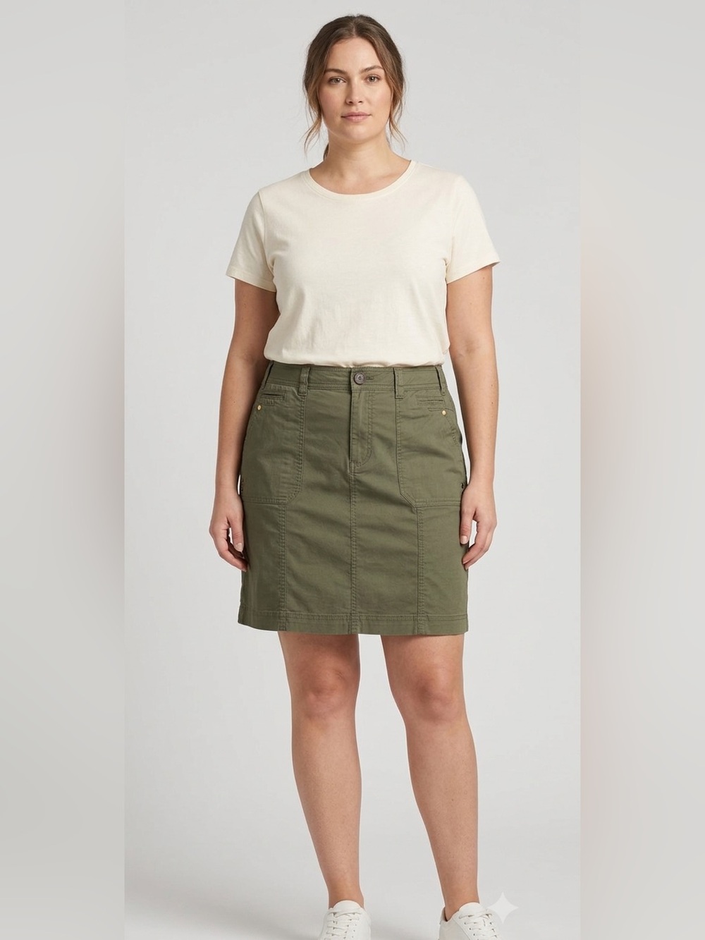Christopher & Banks Skirt - Olive Utility Stretch Cotton Skirt